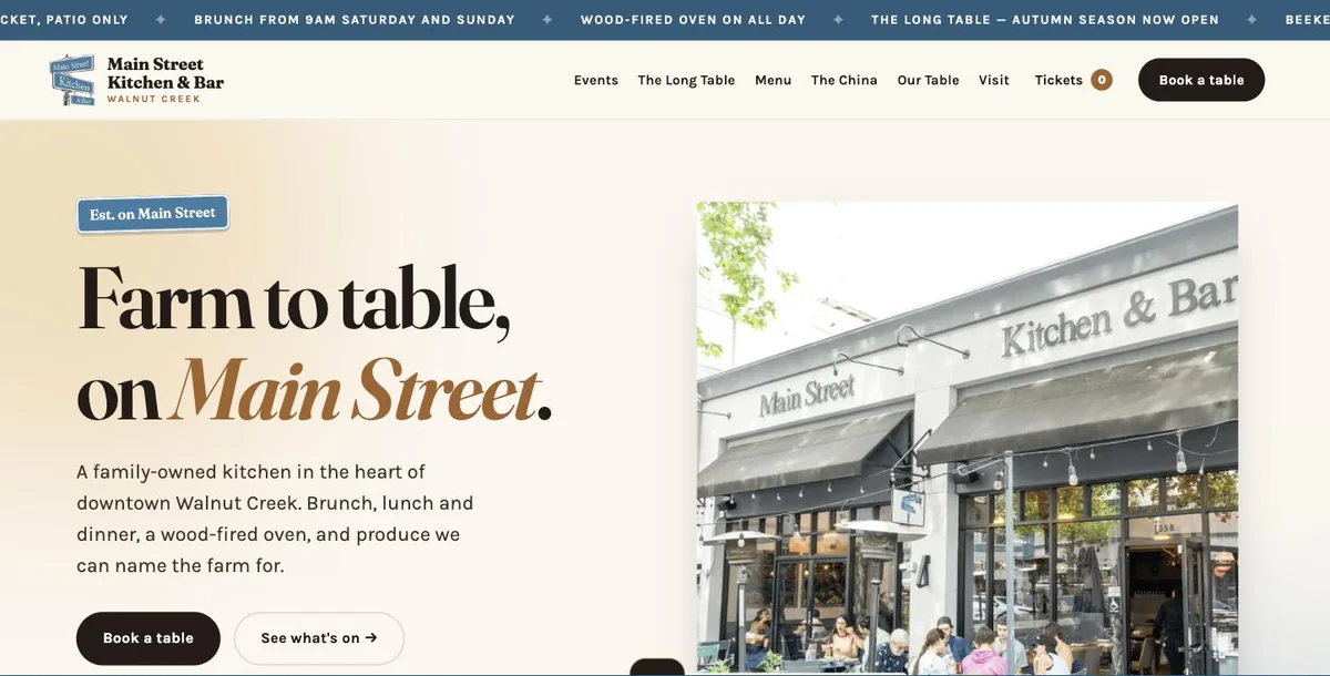 Main Street Kitchen & Bar homepage