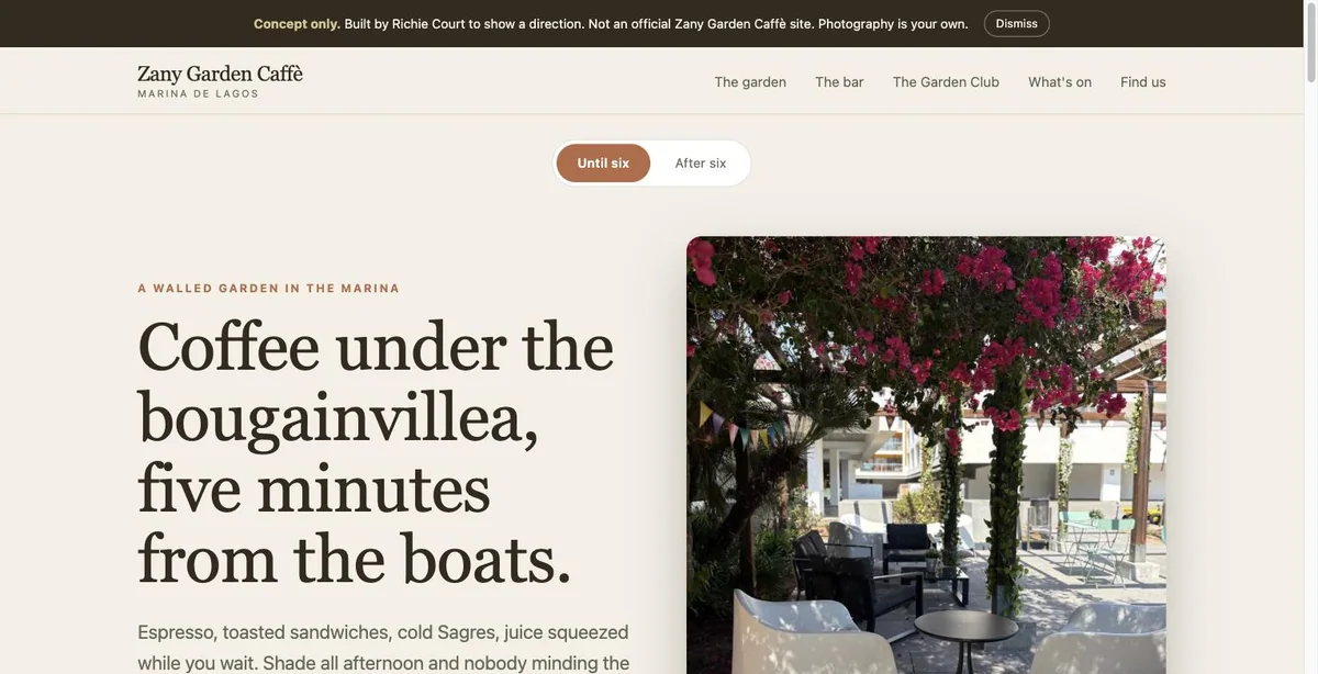 Zany Garden Caffè homepage